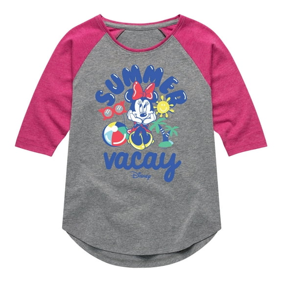 Mickey & Friends - Summer Vacay - Toddler And Youth Girls Raglan Graphic T-Shirt