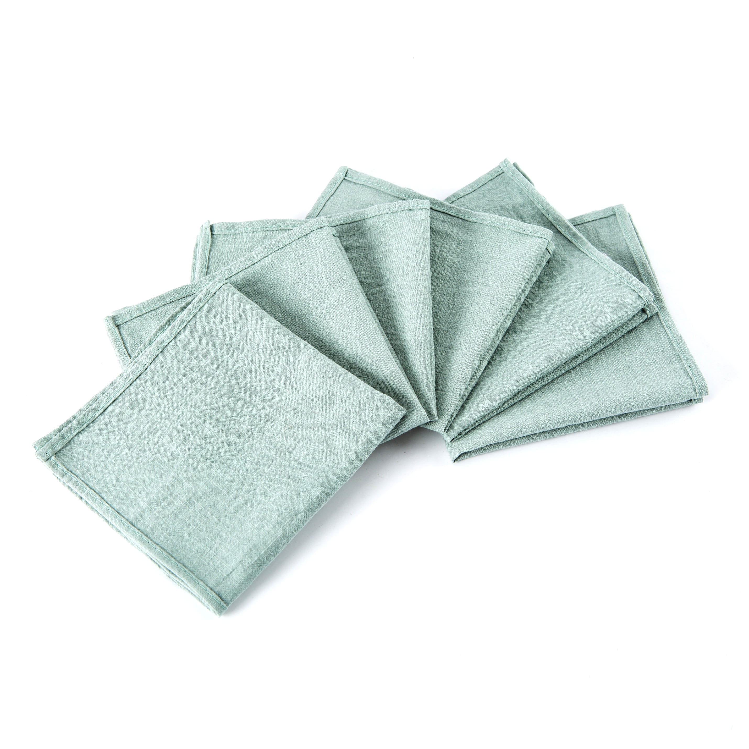 Reusable Everyday Cloth Napkins, Mint Green Natural Cotton Napkins 12 inch  Unpaper Towels Small Cotton Squares Set Of 6