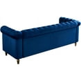 thumbnail image 5 of Modern Velvet Sofa, Button Tufted Chesterfield Sofa with Scroll Arms and Gold Metal Legs, 3-Seater Sofa Couch Upholstered Sofa for Living Room Bedroom Office Apartment, 84.65"×31.50"×30.31", Blue, 5 of 14
