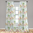 thumbnail image 5 of Ambesonne Cartoon Curtains, Floral Funny Animals, Pair of 28"x95", Multicolor, 5 of 5