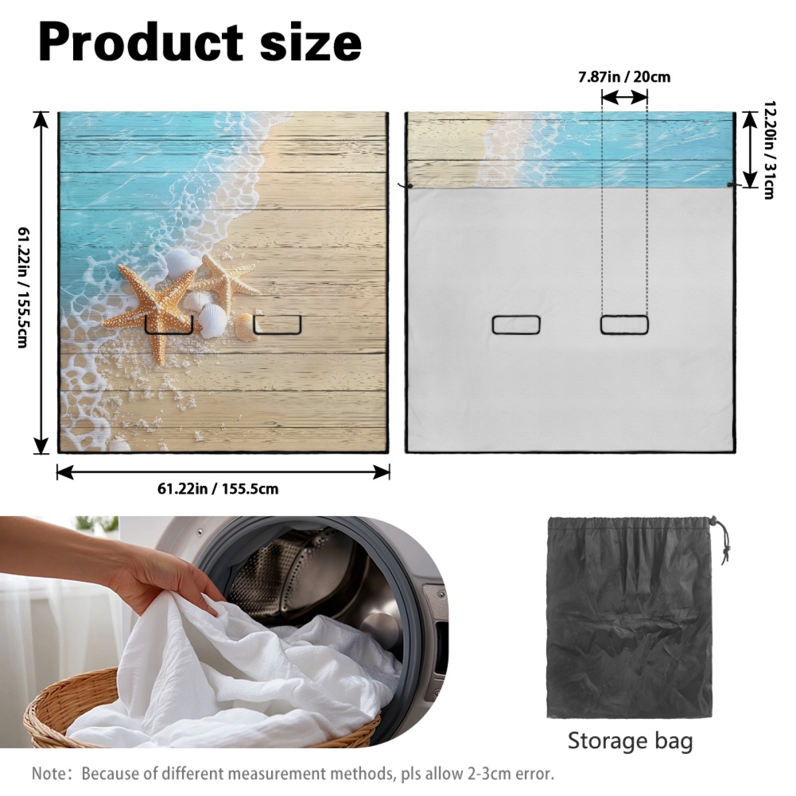 Xoenoiee Beach Starfish Seashell Wood Print Back Seat Cover Waterpoof Rear Bench Towel Seat Cover for Gym Swimming Surfing Running, Non-Slip Rear Seat Protector Universal Fits Auto Truck Van SUV