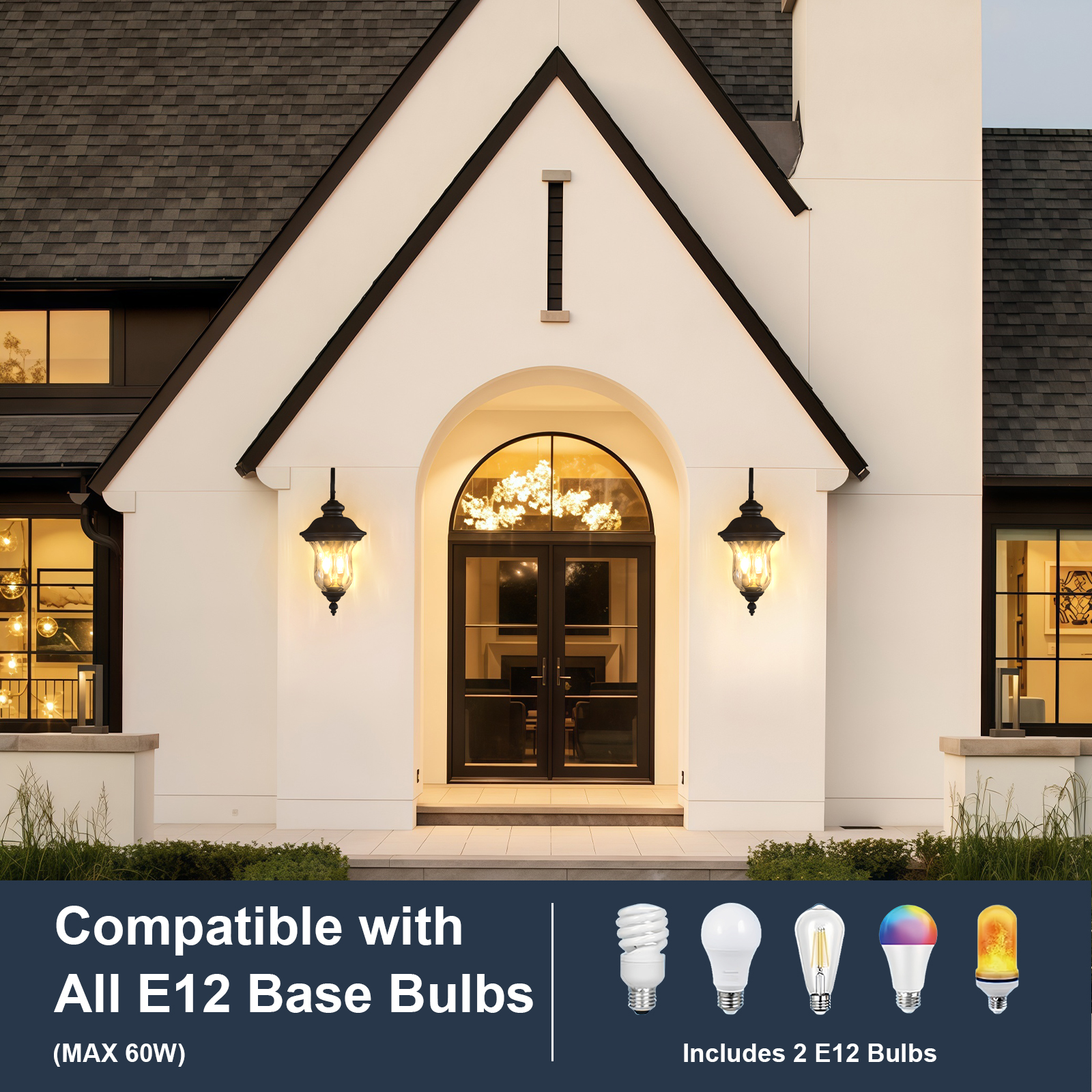 22" Outdoor Waterproof Wall Sconce Lights for House, Doorway (Bulbs Included)