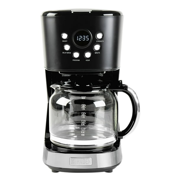 HADEN Cafetera, Cafetera de Goteo Programable de 12 Tazas con Función de Apagado Automático y Filtro de Agua Lavable Reutilizable, Negro y Cobre