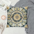 thumbnail image 2 of Boho Pillow&nbsp;Covers, Teal Blue Mandala Throw&nbsp;Pillow&nbsp;Covers For Men Women, Retro Yellow Floral Exotic Bohemian Cushion&nbsp;Covers, Vintage Cushion Cases, 2 of 5