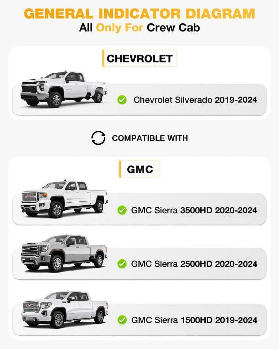 3W Floor Mats For 2019-2025 Chevy Silverado/GMC Sierra Denali 1500 & 2020-2025 GMC Sierra 2500HD/3500HD Crew Cab TPE All Weather Floor Liner Car Mats