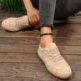 thumbnail image 6 of Domzle Women's Fashion Sneakers Casual Walking Shoes Lace Up Tennis Shoes Low Top, Comfortable, Lightweight, Slip on, Faux Suede, Non-Slip, Work Daily Beige, 6 of 8