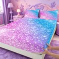 thumbnail image 4 of meiyoeat Blue Pink Glitter Print King Sheets,Abstract Galaxy Starry Sky Bedding For Girl,4Pcs,1 Flat Sheet,1 Fitted Sheet And 2 Pillowcases, 4 of 6