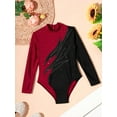 thumbnail image 3 of DPOIS Kids Girls Long Sleeve Sparkly Rhinestone Gymnastics Leotards Burgundy 10, 3 of 7