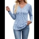 thumbnail image 2 of Blusas de Punto Gofre para Mujer, Camisas de Larga con Cuello en V, Blusas Casuales Elegantes, Conjuntos de Otoño 2025 Azul S, 2 of 10