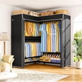 thumbnail image 4 of Ulif E15C Pro Heavy Duty Freestanding L-Shaped Garment Rack, Closet Organizer System with Dustproof Cover, 48.8x15.8x78.4", Black, 4 of 8