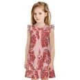 thumbnail image 1 of Balery Red Meat Camisón de princesa para niñas, pijama de algodón con mangas abullonadas, suave y bonito.-Medium, 1 of 6