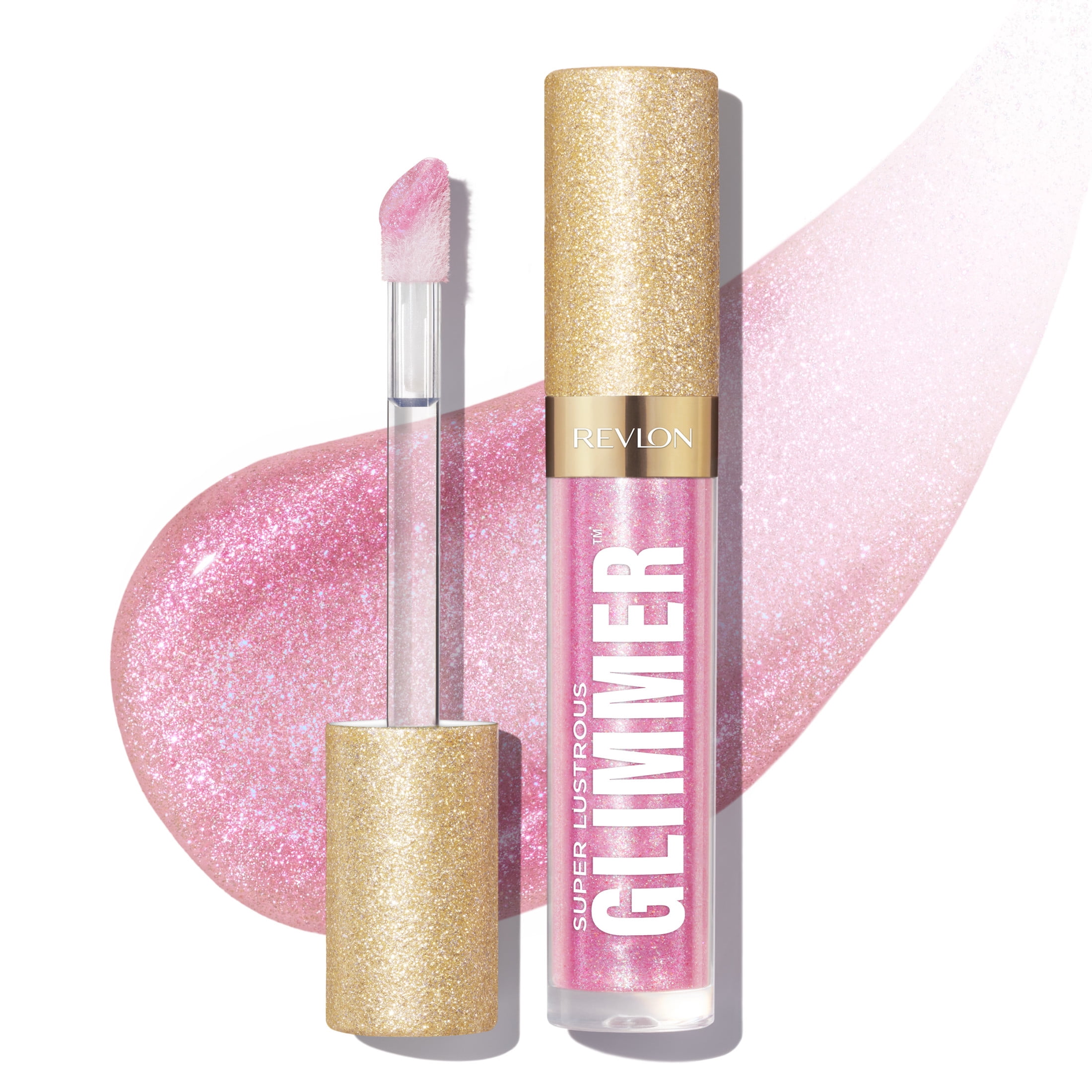 Revlon Super Lustrous Glimmer High-Shine Lip Gloss, Pink Prism 002 & Diamond Drama 001, Pack of 2