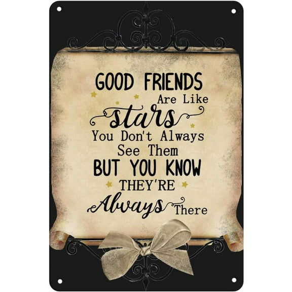 Friend Gifts for Women, Vintage Tin Sign Good Friends are Like Stars Retro Sign for Bedroom Living Room, Birthday Christmas Thanksgiving Gifts for Women Friends Sister BFF Bestie 5.5x8 Inches