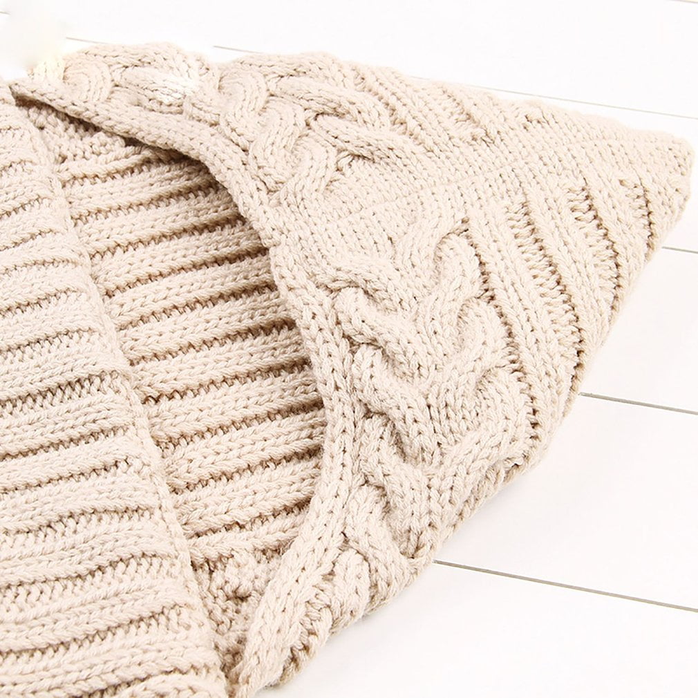 Swaddle Wrap Blanket Infant Crochet Knitted Wool Warm Sleeping Bag Multi-color X