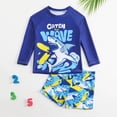 thumbnail image 4 of lnmuld Toddler Boys 2-Piece Sun Swim Set, Long Sleeve Rash Guard & Swim Shorts, Cartoon Print Size:5-6 Years, 4 of 8