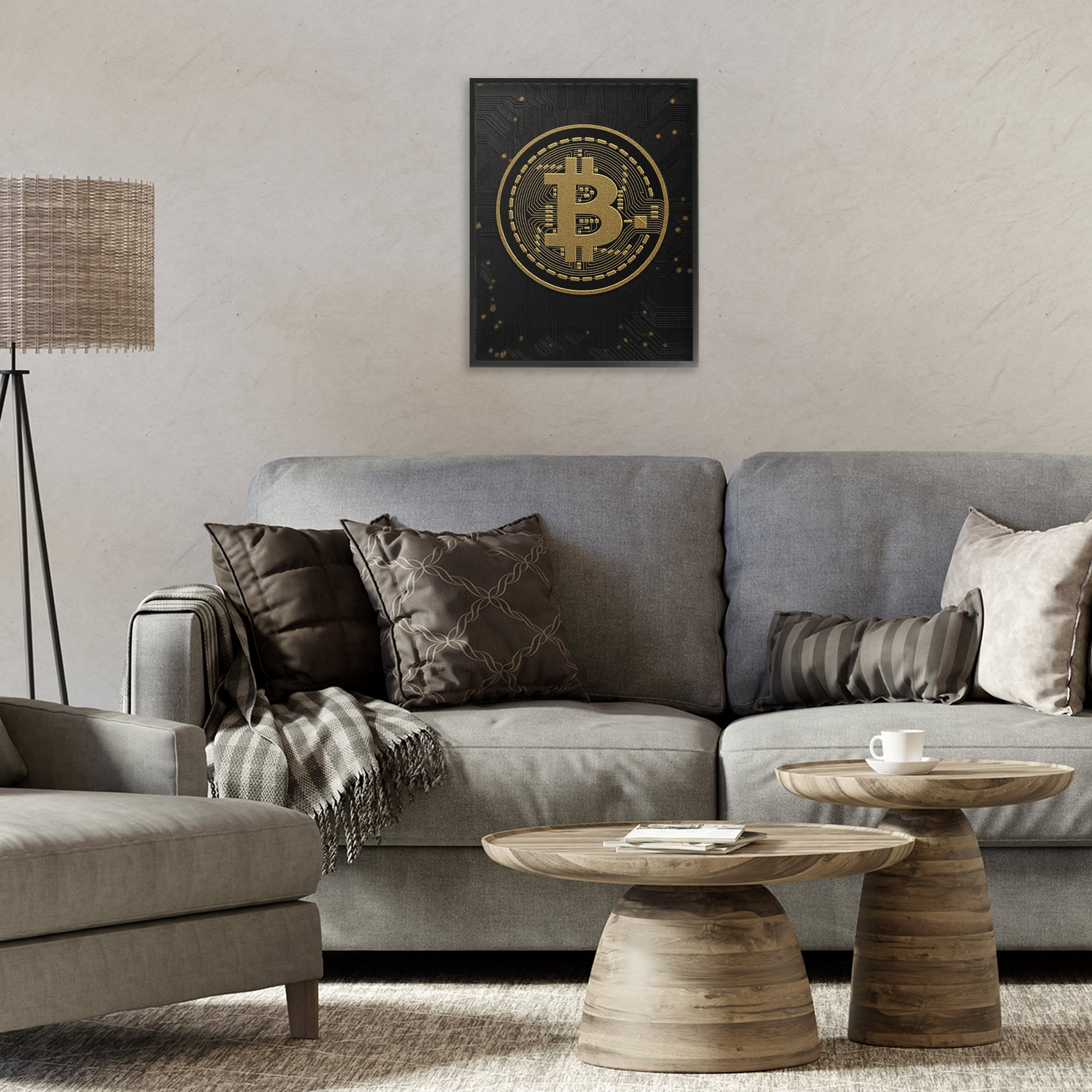 Stupell Industries Bold Golden Digital Currency Black Framed Giclee Art, design by Svetlana Aleynikova