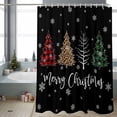 thumbnail image 2 of Christmas Shower Curtains Buffalo Plaid Xmas Tree Bath Curtain Snowflake Black Waterproof Seasonal Bathroom Shower Curtain Set with Hooks Decoration 48 x 72 Inches, 2 of 8