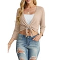 thumbnail image 6 of Cueply Women's 3/4 Sleeve Tie Front Cardigan Shrug Bolero Lightweight Top Summer Casual Short Shawl, 6 of 7