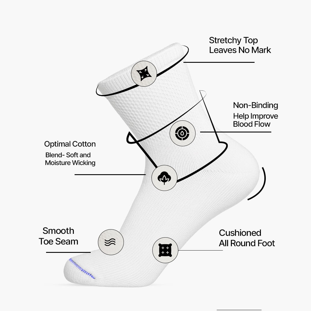 Comfello Circulatory Diabetic Ankle Socks for Men & Women – Non-Binding, Extra Wide Moisture Wicking Cotton Socks 12-Pack