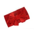 thumbnail image 3 of Lilgiuy Toddler Girls Velvet Headbands Cute Solid Stretchy Soft Oversized Pleated Hair Bands with Big Bow Headwear Headband Hair Accessories Red, 3 of 3