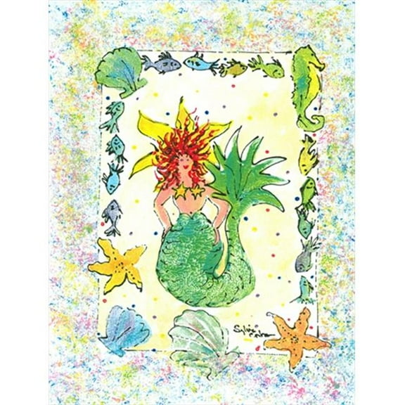 28 x 40 In. Mermaid Flag Canvas, House Size