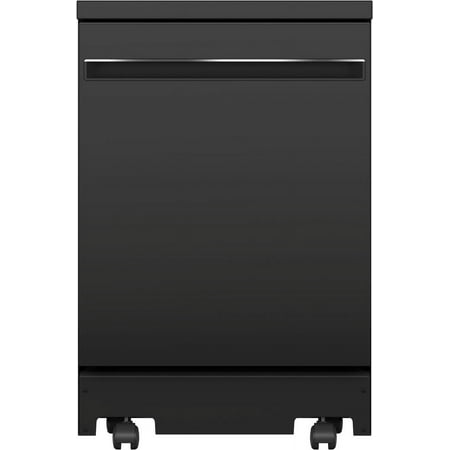 GE GPT225SGLBB 24 inch Energy Star Fully Integrated Portable Dishwasher with 12 Place Settings; Autosense Cycle and Piranha Hard Food Disposer in Black