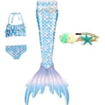 thumbnail image 1 of 4PCS Mermaid Tails for Swimming for Girls Kids Mermaid Swimsuit Costume Princess Bikini Set Bathing Suits_Special Gift, 1 of 5