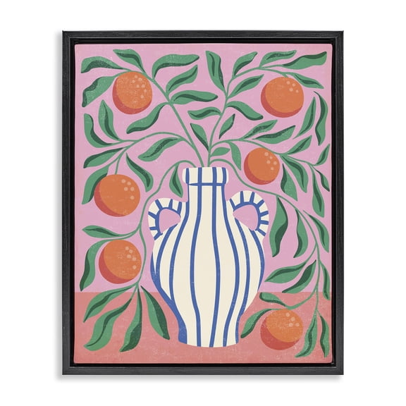 Stupell Industries Eclectic Midcentury Modern Orange Vase Black Floating Frame Canvas Art, 17 x 21, by Caroline Alfreds