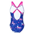 thumbnail image 2 of Aislor Kids Girls Cartoon Beach One-Piece Sleeveless Criss Cross Swimsuit Sport Athletic Bathing Suit Size 4-16 Sapphire 16, 2 of 7