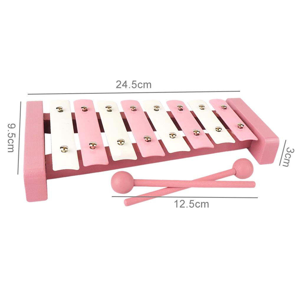 LeeQinersw Glockenspiel Xylophone Preschool Learning Toys Resonator Bell Musical Instrument Pink
