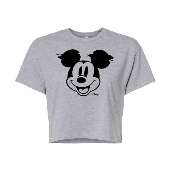 Disney - Mickey & Friends - Mickey Mouse - Glitch - Juniors Cropped Cotton Blend T-Shirt