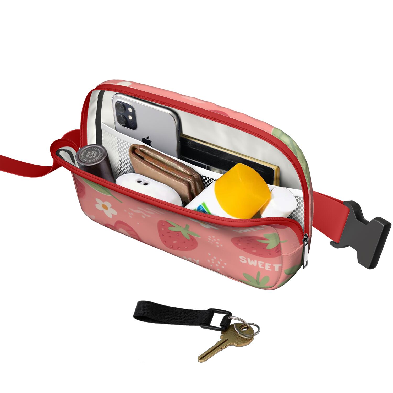 Crossbody Fanny Pack for Sports Enthusiasts Commuters Waist Bag & Hip Bum Bag with Adjustable Strap for Outdoors Workout Traveling Strawberry Sporty Waist Pack