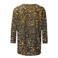 thumbnail image 4 of Cavosen Ladies Tops 3/4 Sleeve Glitter Sparkly Print Pullover Blouse Crewneck Shiny Shirts Solid Color Party Tshirts Stylish Casual Dressy Elegant Evening Tees Holiday 5XL, 4 of 5