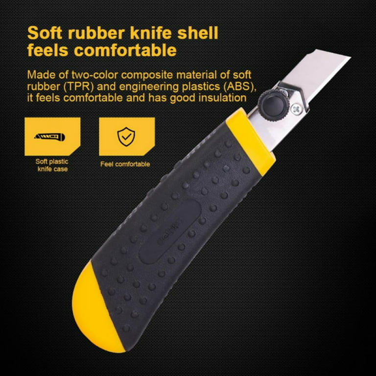 Box Cutter Retractable Lock Razor Utility Knife with 5 Sharp