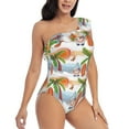 thumbnail image 3 of Sikiie Gnome and Surfing Print Women One Piece Swimsuits Tummy Control One Shoulder Bathing Suits Ruffle Swimwear, From S to XXL-Large, 3 of 6