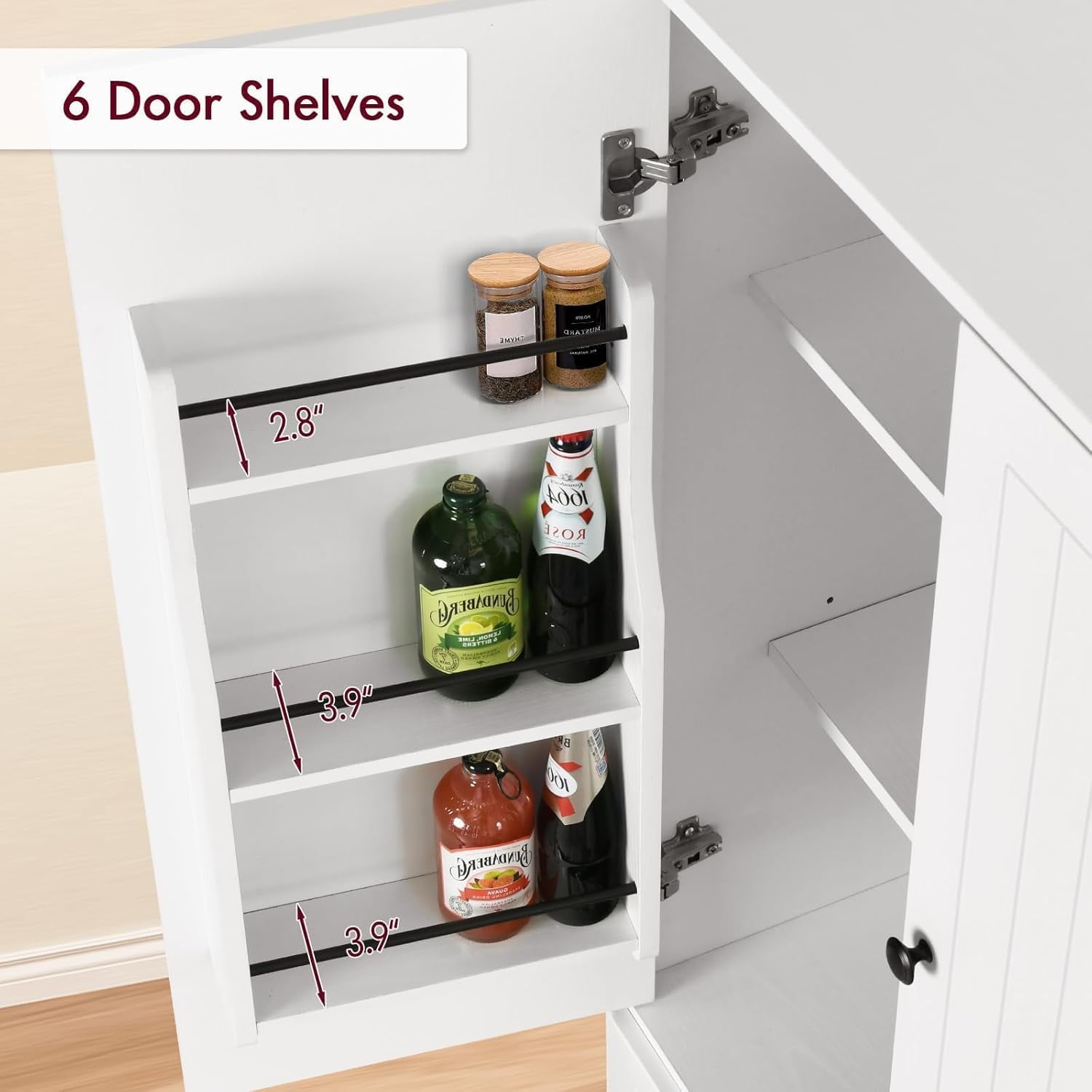 DreamCurship 72" Kitchen Pantry Storage Cabinet, Freestanding Kitchen Storage Cabinet with Door Shelves, White