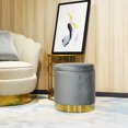 thumbnail image 4 of FCH Storage Ottoman Set Round Velvet Footrest Modern Vanity Stool Seat with Golden Steel Base Removable Lid for Bedroom Living Room, 4 of 6