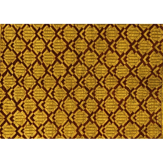 Ahgly Company Indoor Rectangle Abstract Yellow Modern Area Rugs, 6' x 9'