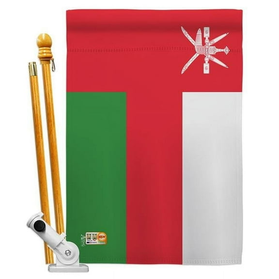 Americana Home & Garden AA-CY-HS-140177-IP-BO-D-US18-AG 28 x 40 in. Oman Flags of the World Nationality Impressions Decorative Vertical Double Sided House Flag Set & Pole Bracket Hardware Flag Set