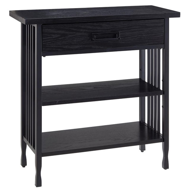 Leick Home 11261-BK Ironcraft Foyer Bookcase with Drawer Storage - Black Wash