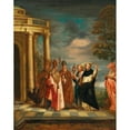 thumbnail image 2 of Erasmus De Bie 12x14 Black Ornate Wood Framed Double Matted Museum Art Print Titled: Saint Thomas Aquinas with Saints Ambrose, Augustine, Pope Gregory the Great and Jerome Contemplating, 2 of 5