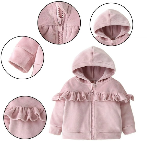 KYAIGUO Infant & Baby Hooded Jacket Lace Zip up Outerwear Coat Winter Warm Long Sleeve Baby Girls Jacket Coat