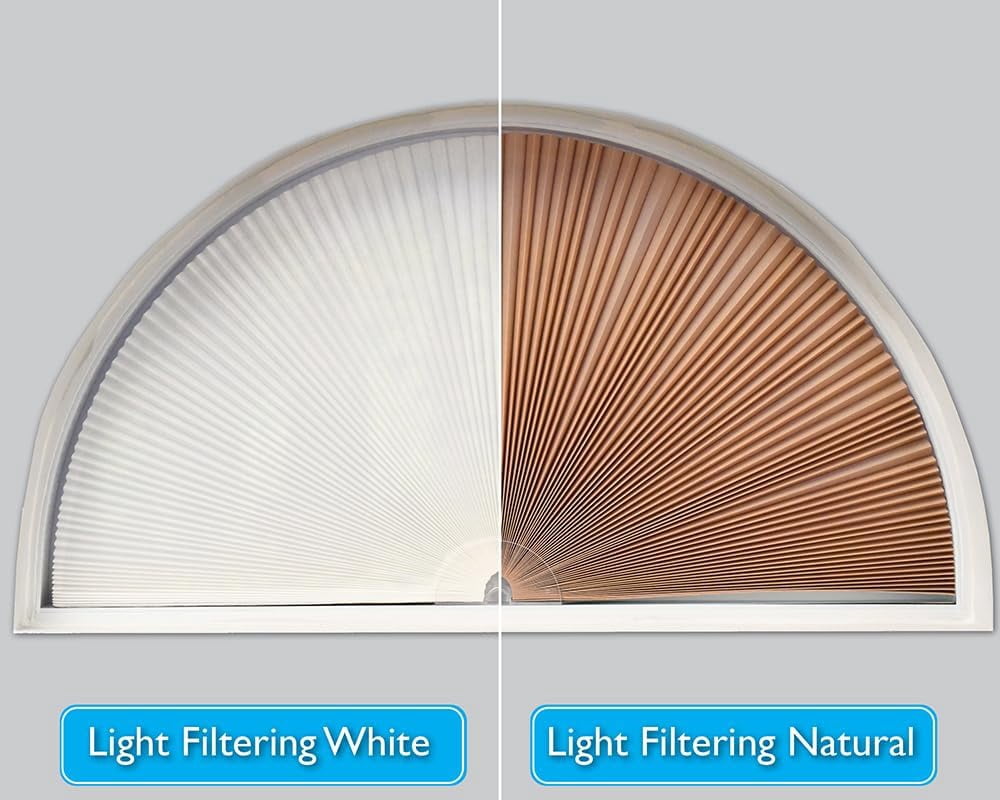 Redi Shade No Tools Original Arch Light Filtering Cellular Fabric Shade Natural, 72" W x 36" L