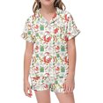 thumbnail image 3 of Bjutir Girl Pajamas Casual Christmas Printed Button Down Collar Short Sleeve Top Shorts Pajama Set Crew Neck Cute Print Kids Sleepwear,10-11 Years, 3 of 5