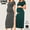 Gray+green(2 Pack), variant on Women's Short Sleeve Maternity Dress Ruched Split Pregnancy Maxi Dresses 2-Pack