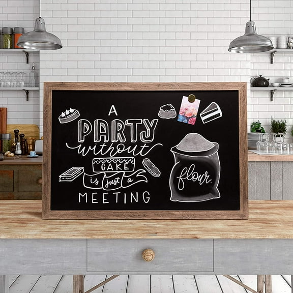 Magnetic Chalkboard, 36" x 48", Rustic Wood Frame, Premium Matte Surface