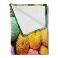 thumbnail image 2 of Hobby Soft Flannel Fleece Throw Blanket, Top View of a Group of Colorful Knitting Yarn, Cozy Plush for Indoor and Outdoor Use, 70" x 90", Earth Yellow Blue Violet, by Ambesonne, 2 of 5