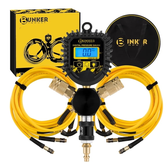 BUNKER INDUST 4 Tire Inflation Deflation System, Rapid High-Flow Air Up Down Kit with Digital Tire Pressure Gauge, 4 Wheels Off Road Tire Deflator Inflate-Up to 200" Wheelbase