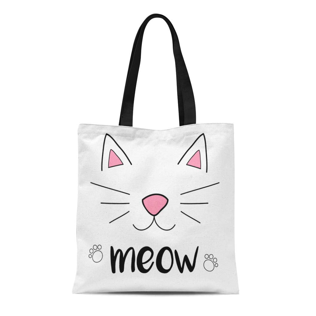 Wholesale Customize Cute Watercolor Cat Painting Print Womens Designer Tote  Bags Fabric Eco Reusable Shopping Shopper Bags School Book Bag From  m.