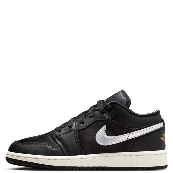 Big Kid's Jordan 1 Low SE Black/Metallic Silver-Sail (FZ3921 001) - 5.5